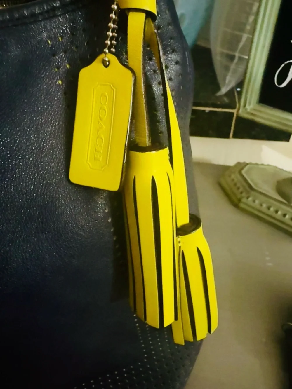 COACH Legacy 2012 Perforated
Leather Duffle Navy / Citrine #22762 & Wallet - GUC - Picture 6 of 16